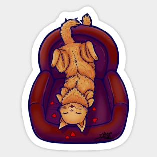 Cute Couch Potato Cat Illustration Sticker